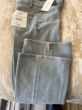 FRAME Le Slim Palazzo Jeans High Rise Wide Leg Light Wash Size 25 NWT
